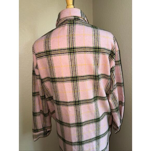 NWOT Wild Fable Womens Plaid Button Front Wool Blend Long Shacket Pink Medium - Picture 7 of 14